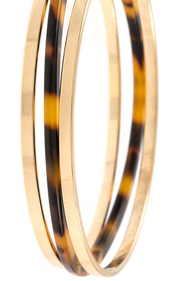 Acetate with metal bangle bracelet set