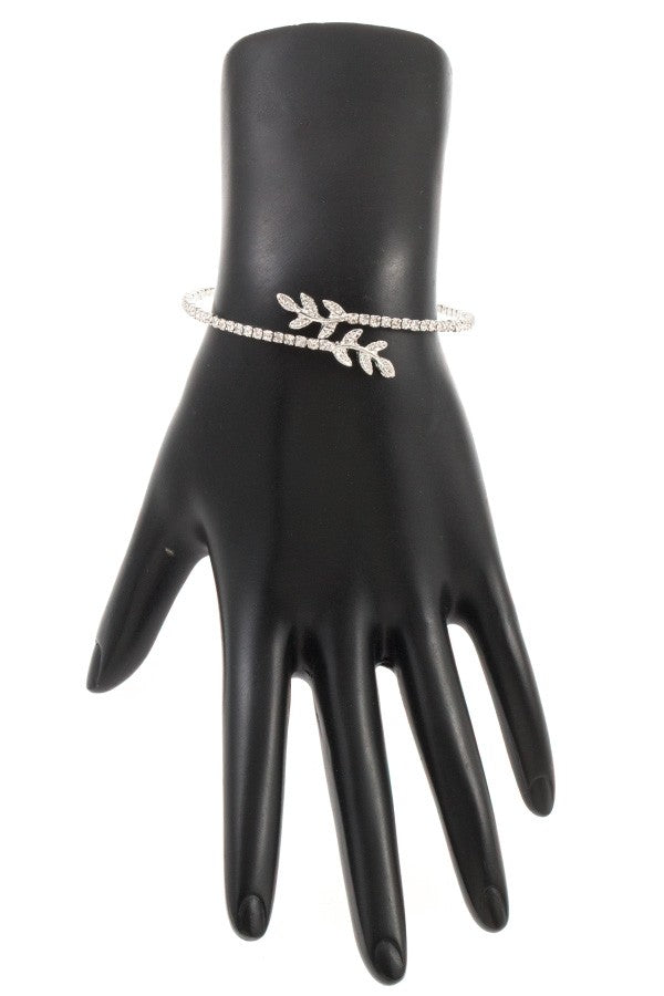 Rhinestone leaf flex bracelet