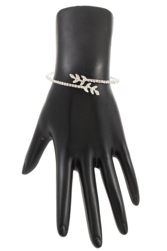 Rhinestone leaf flex bracelet