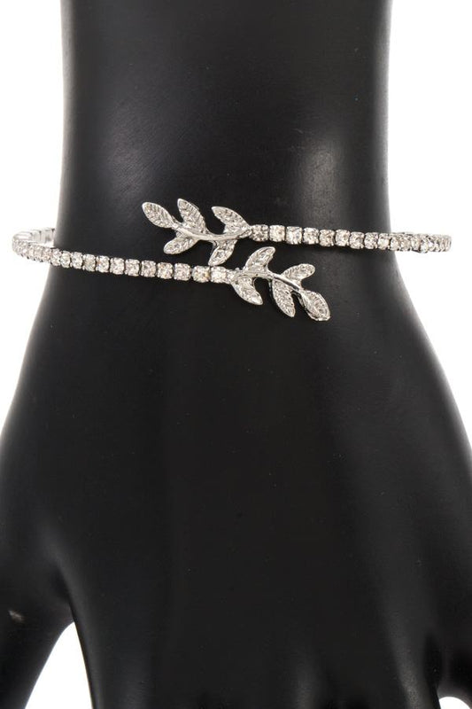 Rhinestone leaf flex bracelet