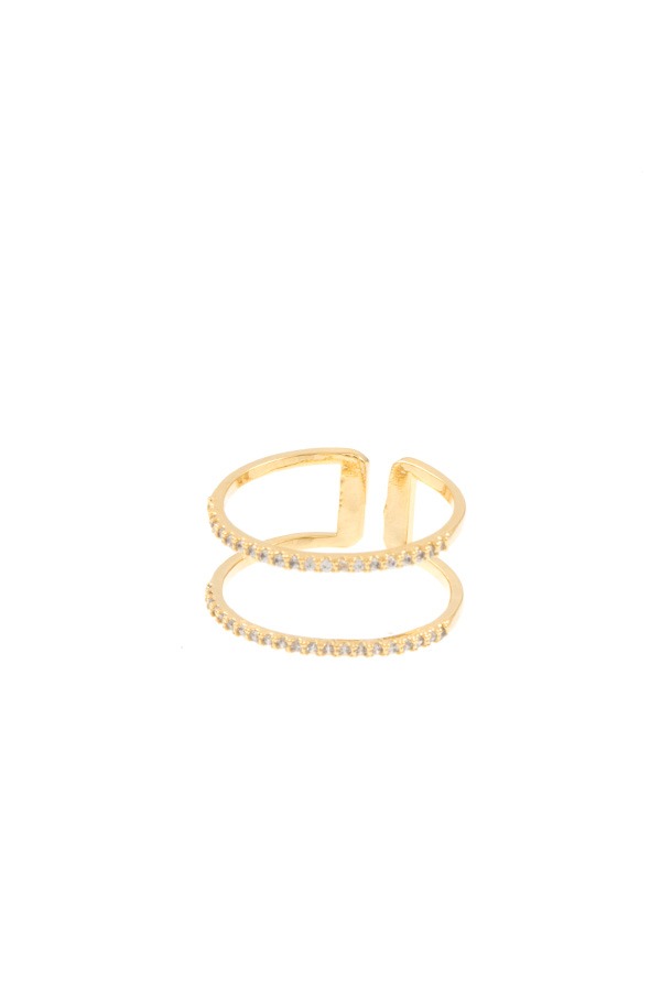 Double row cz stone pave cuff ring