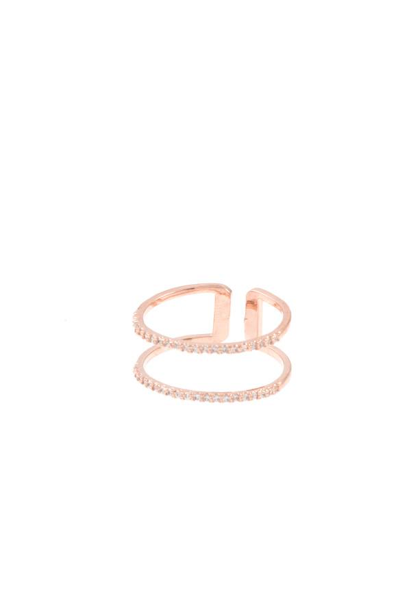 Double row cz stone pave cuff ring