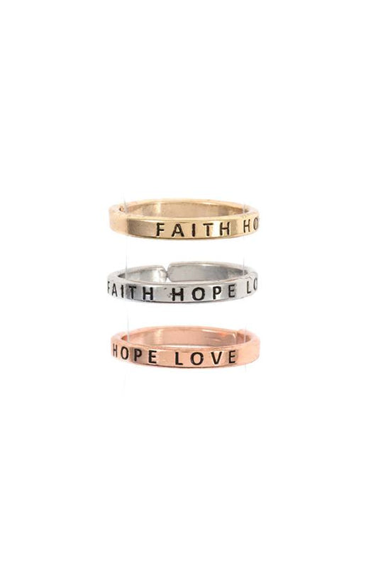 Faith hope love ring set