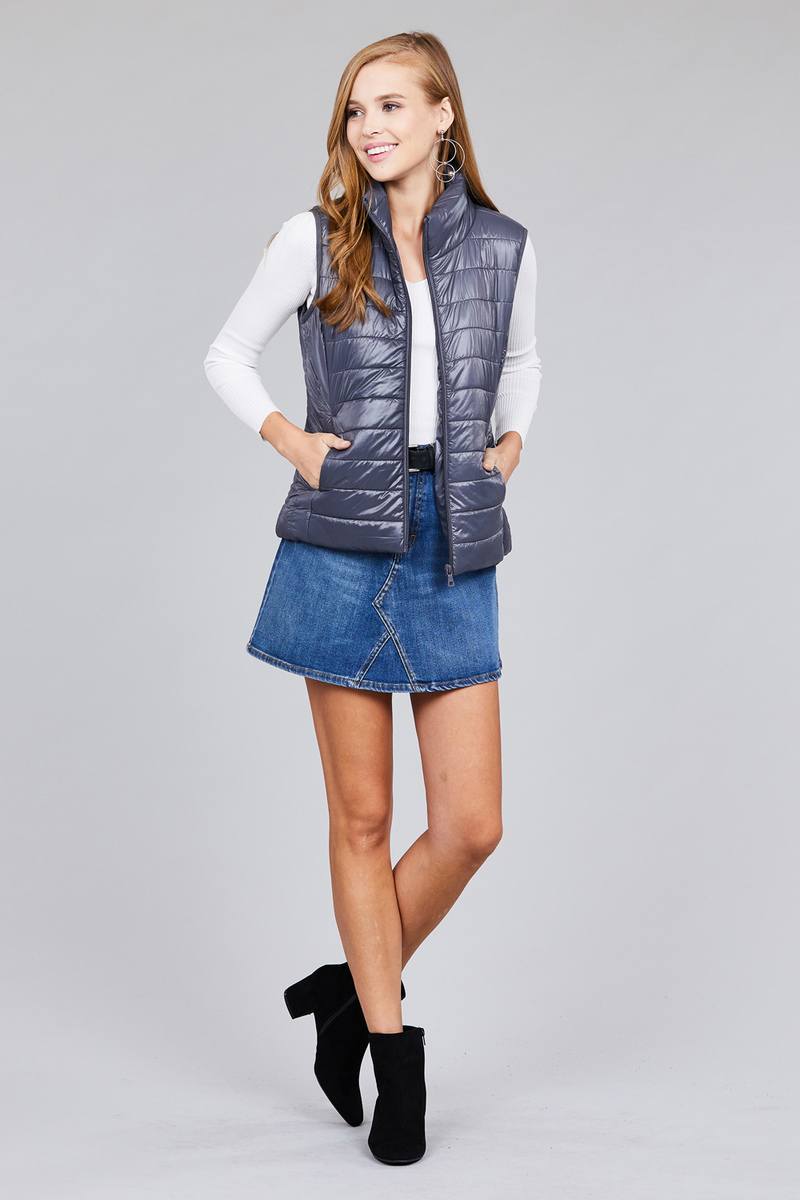Ladies fashion plus size quilted padding vest