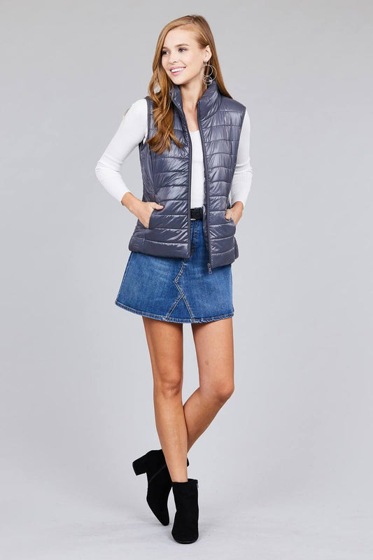Ladies fashion plus size quilted padding vest