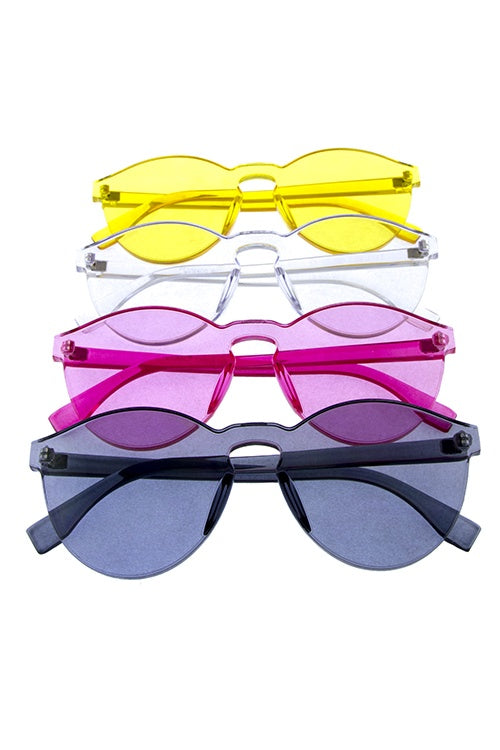 Womens thick transparent rimless horn sunglasses