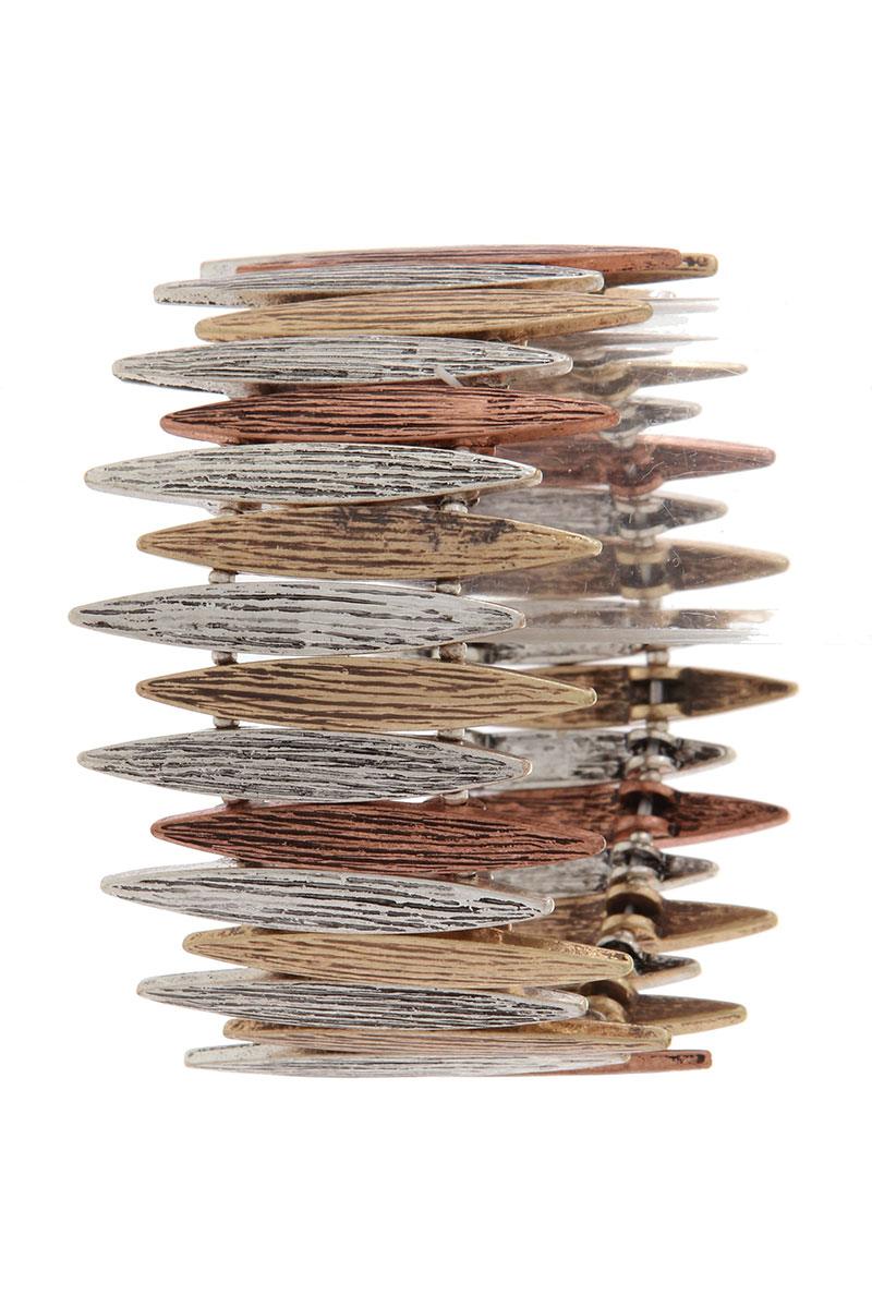 Textured pointed oval shape stretch bracelet