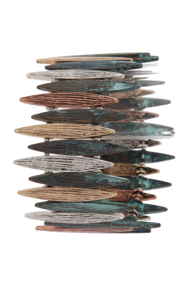 Textured pointed oval shape stretch bracelet