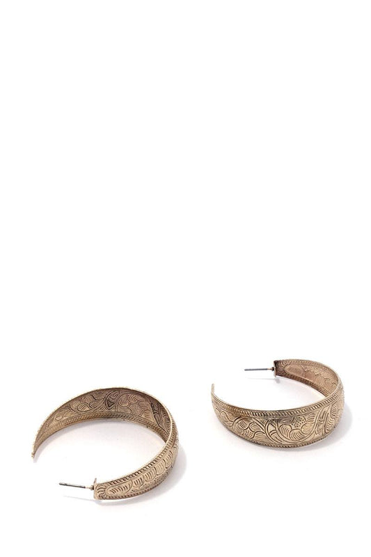 Rustic open circle earring