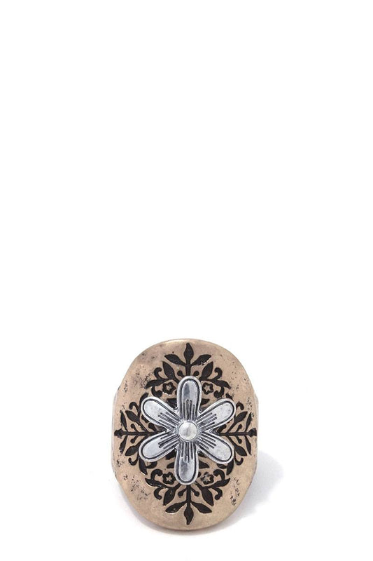 Rustic flower stretch ring