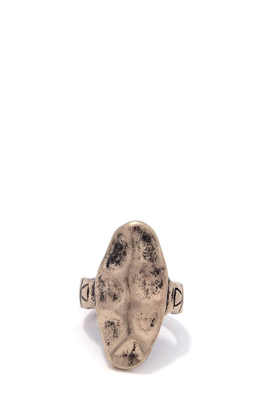 Rustic hammered oval shape stretch ring