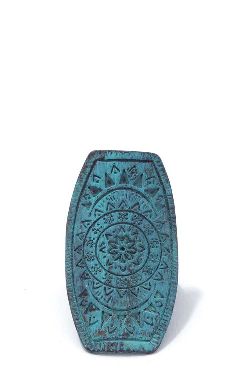 Patina textured long geometric shape stretch ring