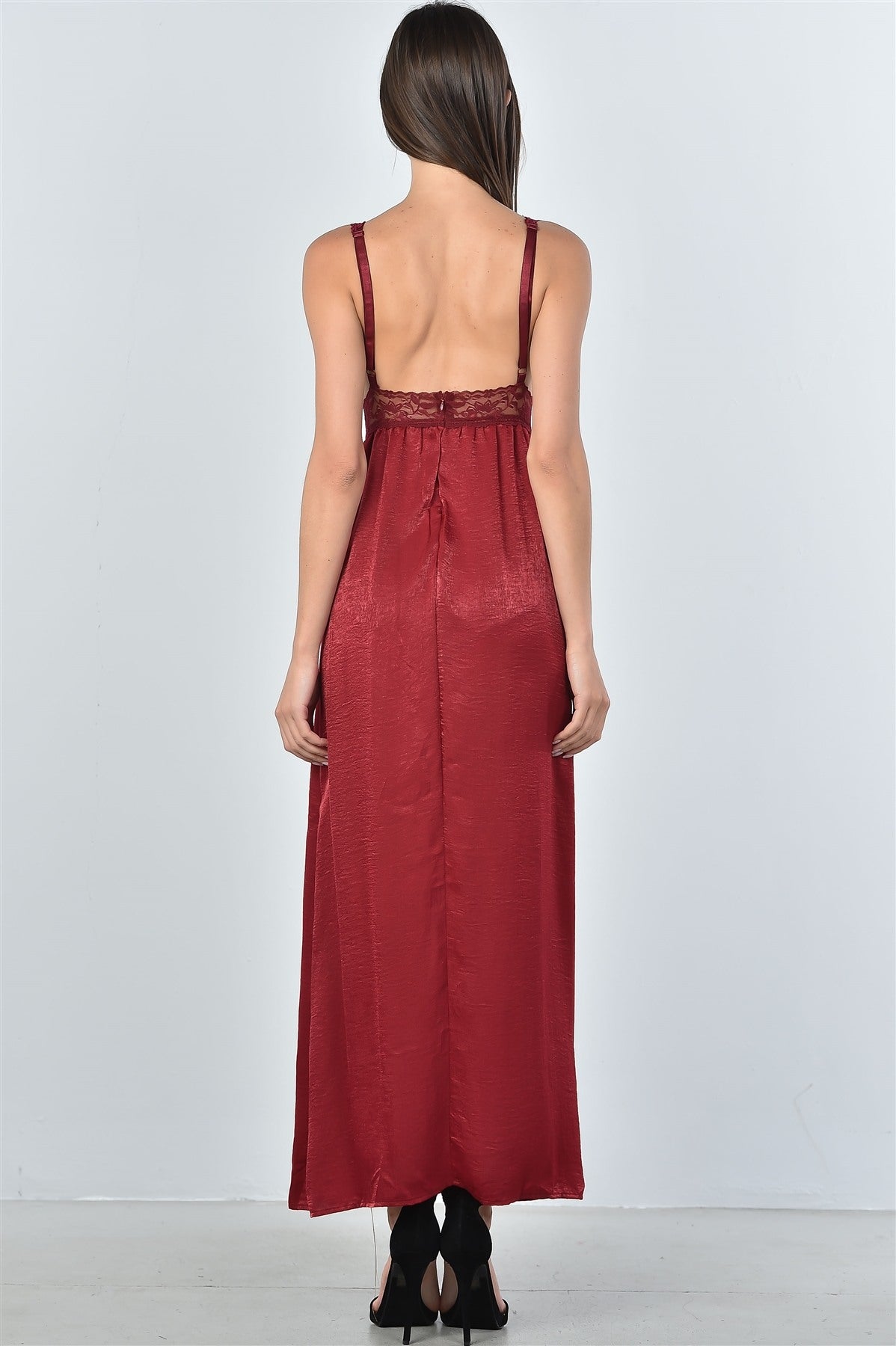 Ladies fashion boho lace double split maxi dress