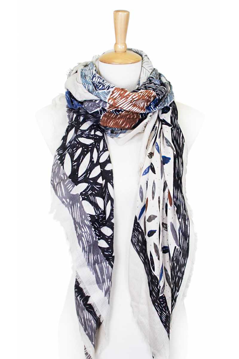 Flower sketch print square scarf
