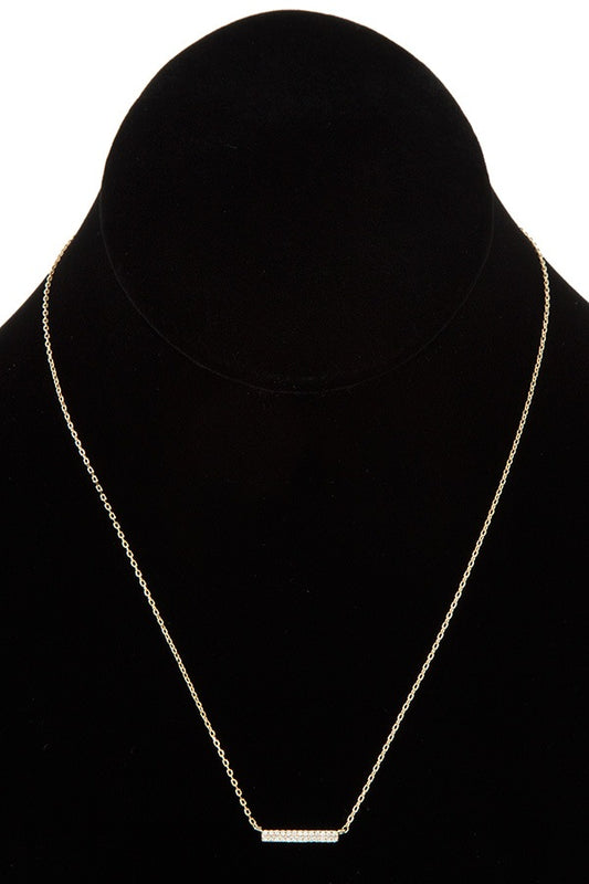 Cz stone bar pendant necklace