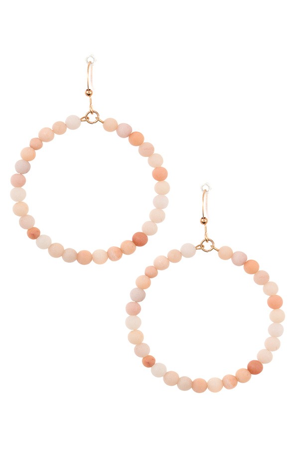 Semi precious bead hoop earring