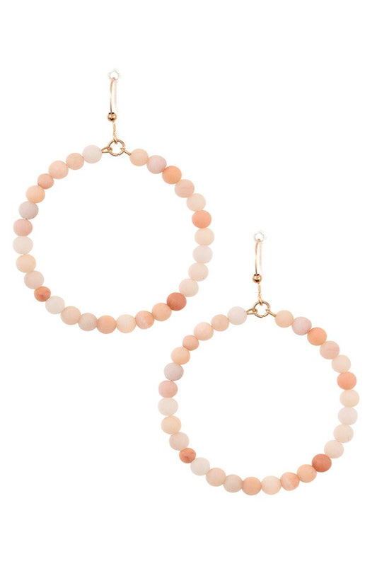 Semi precious bead hoop earring