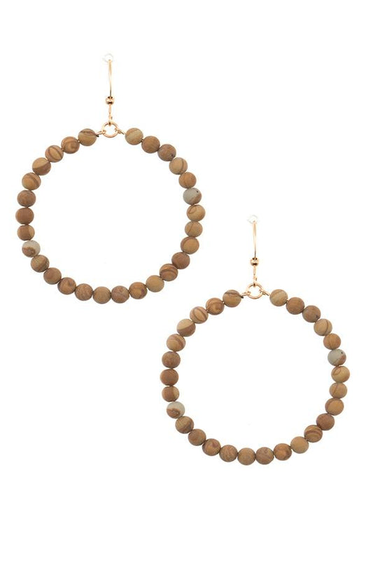 Semi precious bead hoop earring
