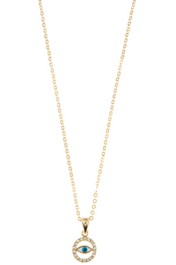 Cz stone evil eye pendant necklace