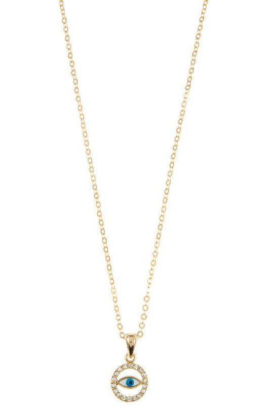 Cz stone evil eye pendant necklace