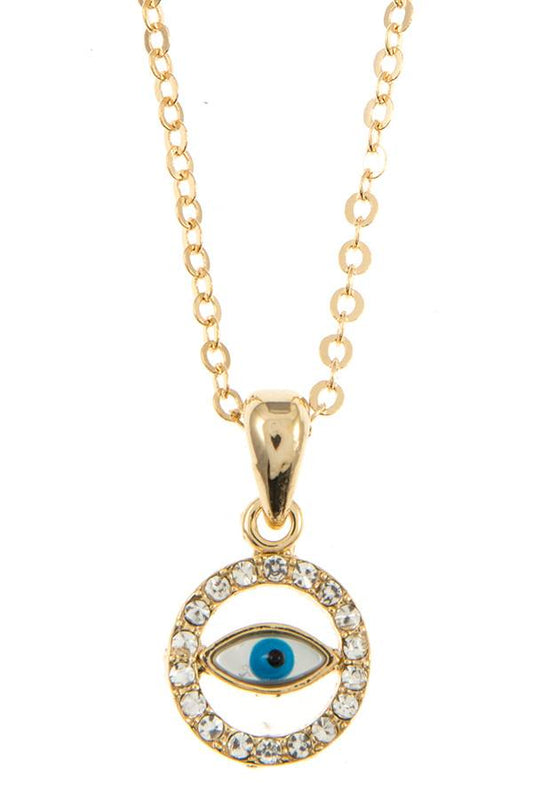 Cz stone evil eye pendant necklace