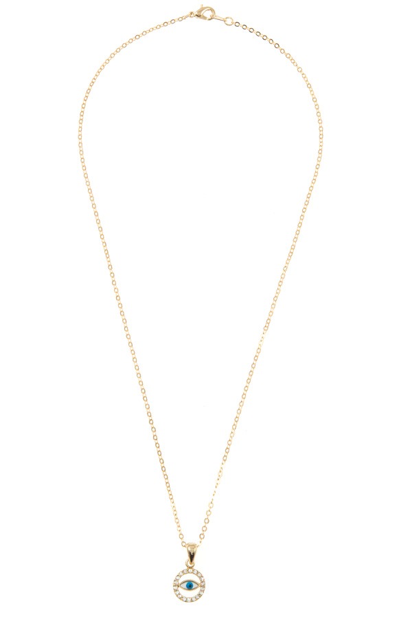 Cz stone evil eye pendant necklace
