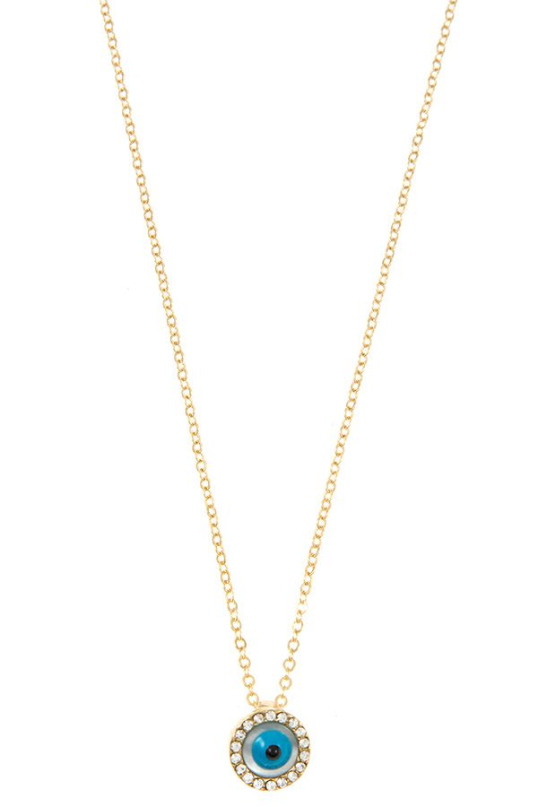 Round cz stone eye pendant necklace