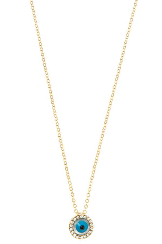 Round cz stone eye pendant necklace