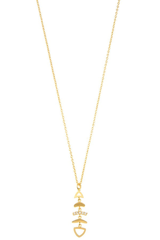 Fish bone pendant necklace