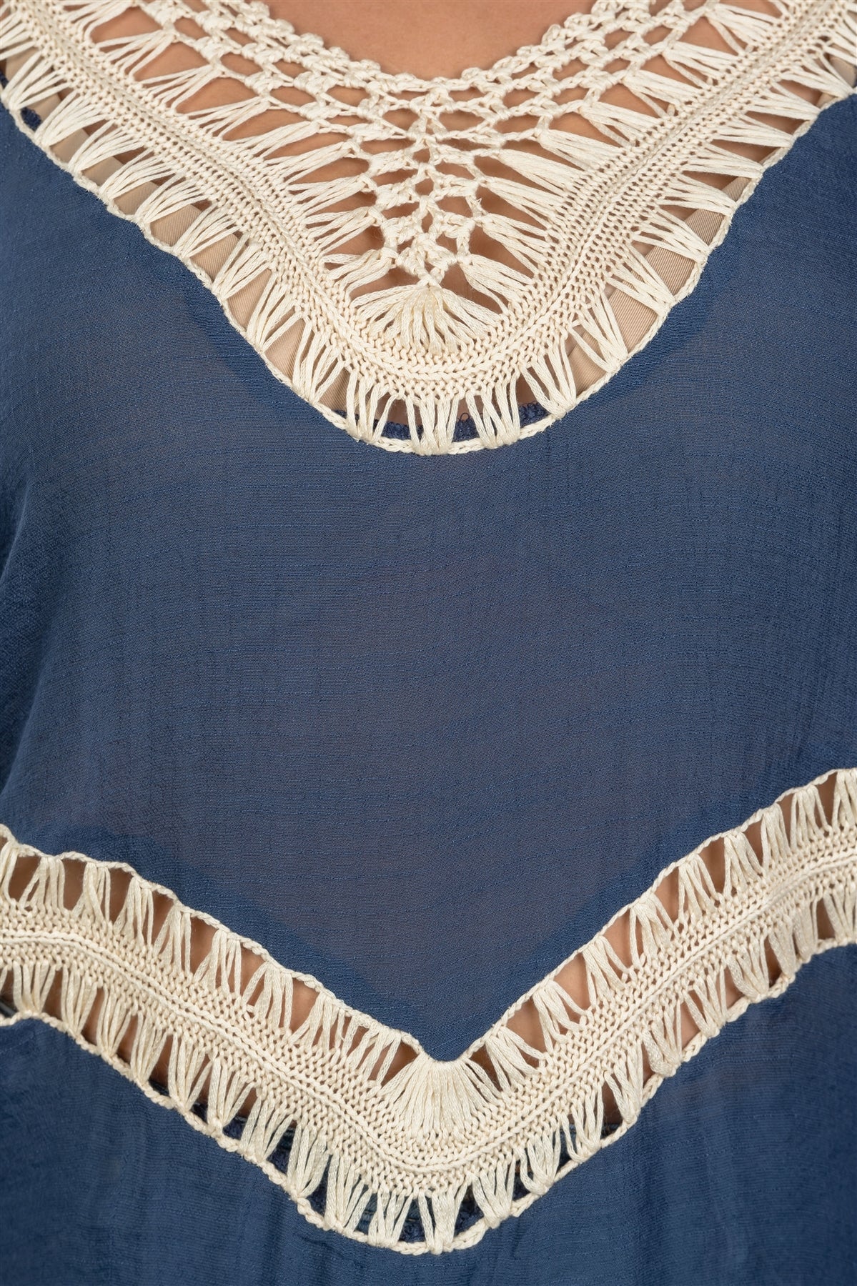 Ladies fashion plus size  boho open contrast crochet top