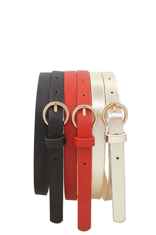 Glossy trio buckle belt set