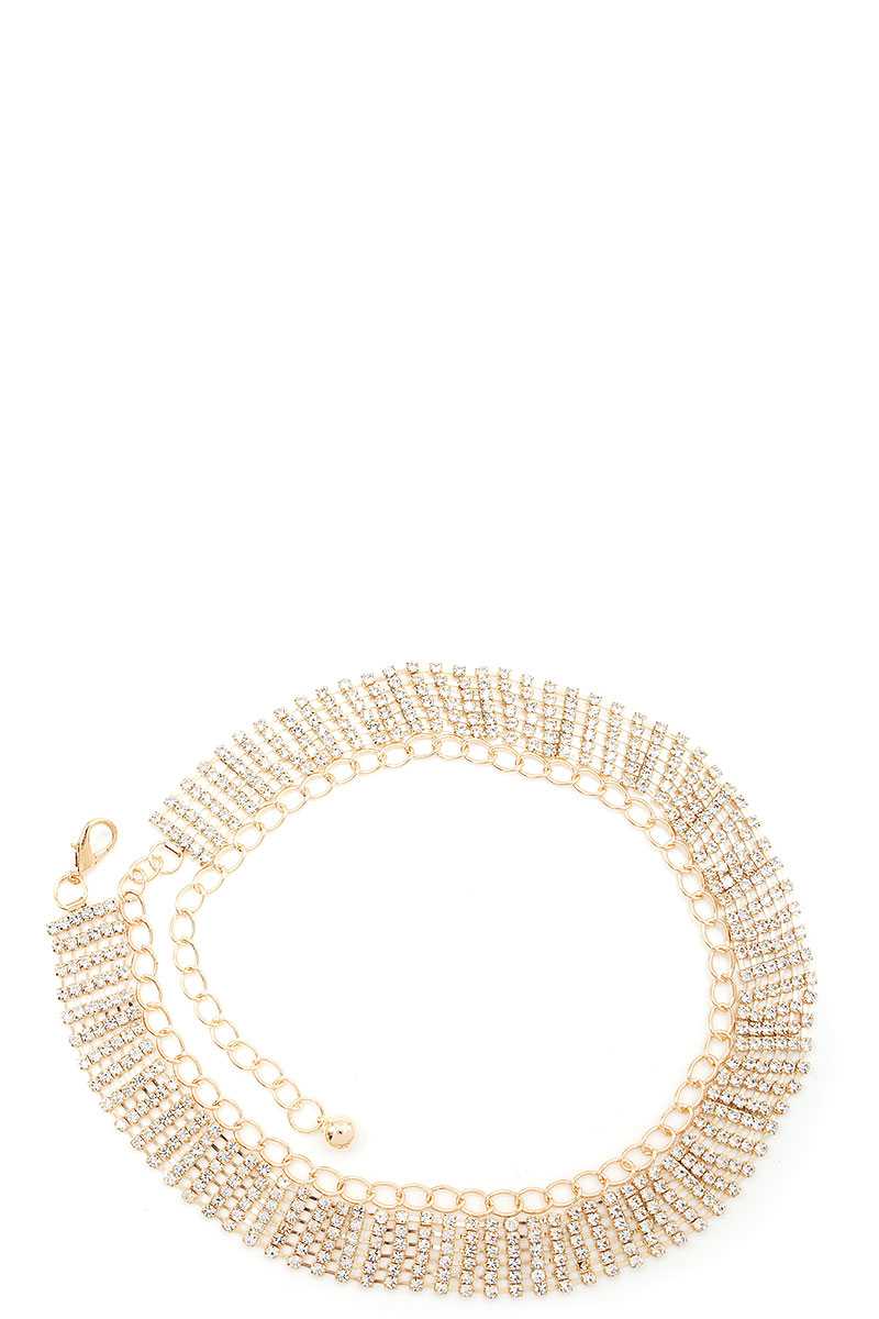 Designer chic 6-row rhinestone belt