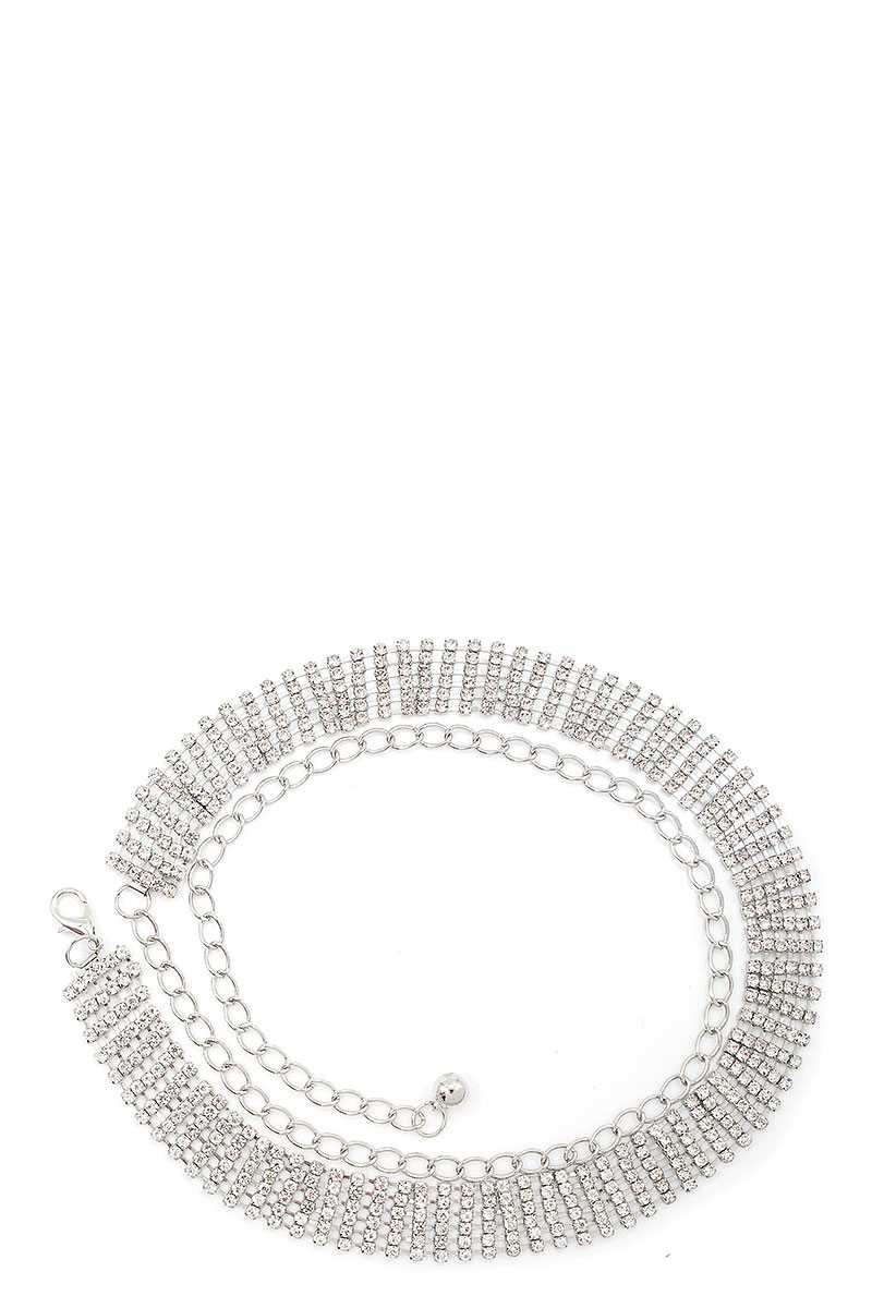 Designer chic 6-row rhinestone belt