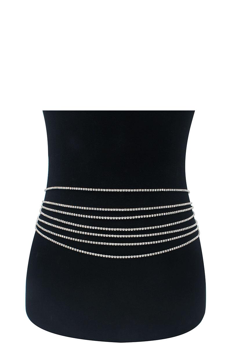 Multi row rhinestone sexy belt