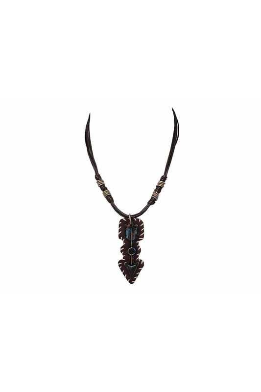 Pu leather arrow pendant necklace