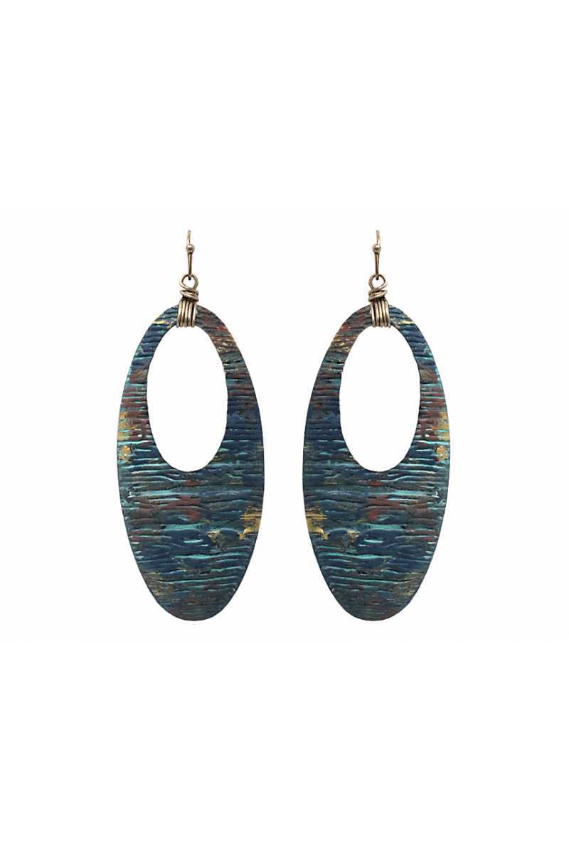 Cutout oval shape drop earring