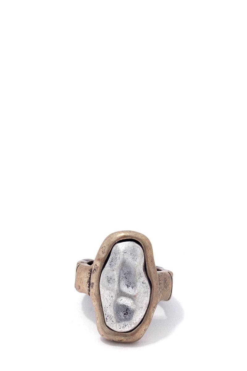 Hammered two tone oval shape stretch ring