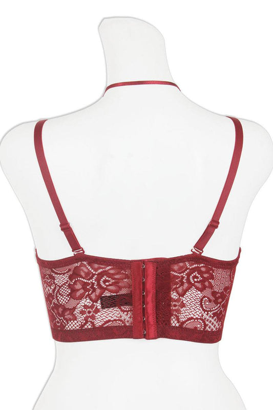 Multi-way strap long line lace bra w/underwire