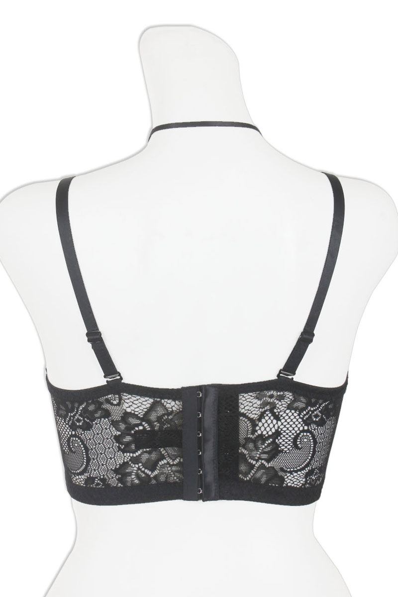 Multi-way strap long line lace bra w/underwire