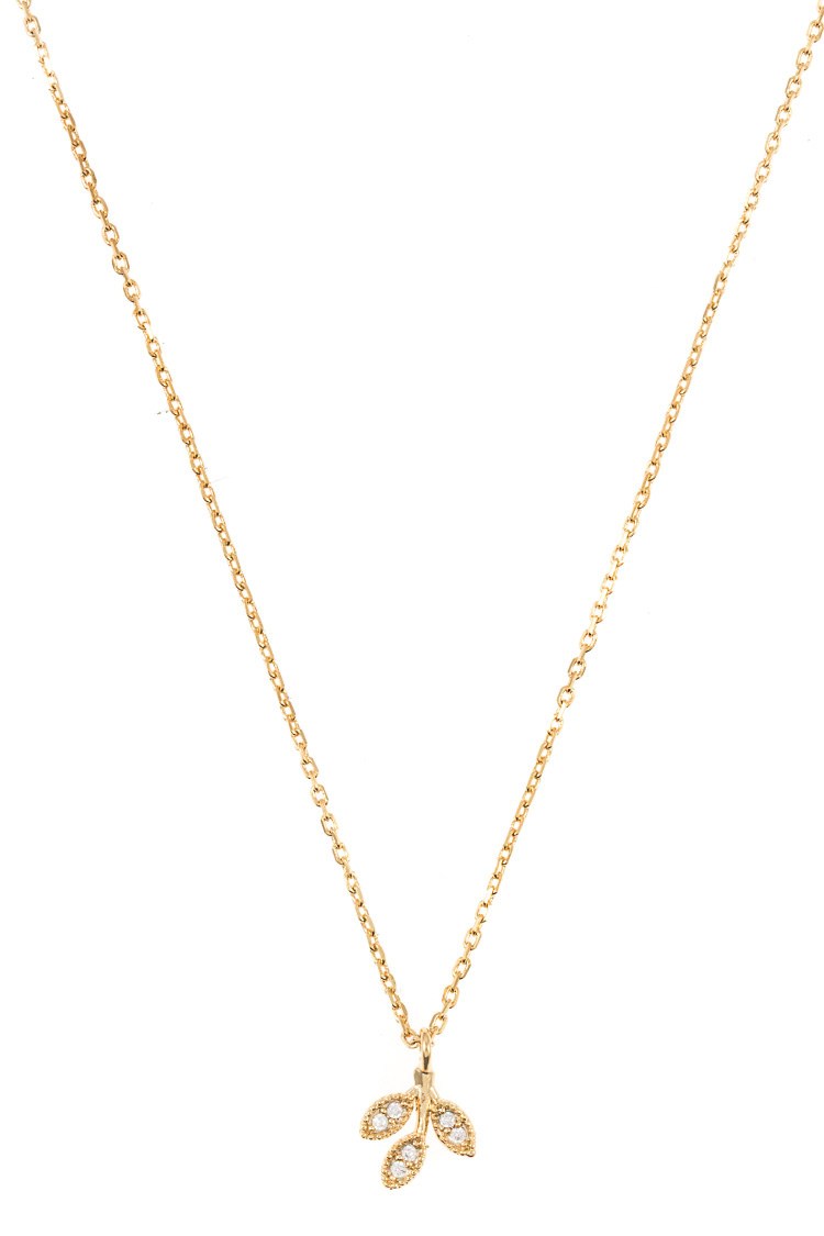 Cz stone leaf vine pendant necklace