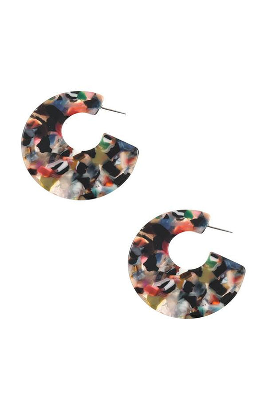Flat semi circle acetate earring
