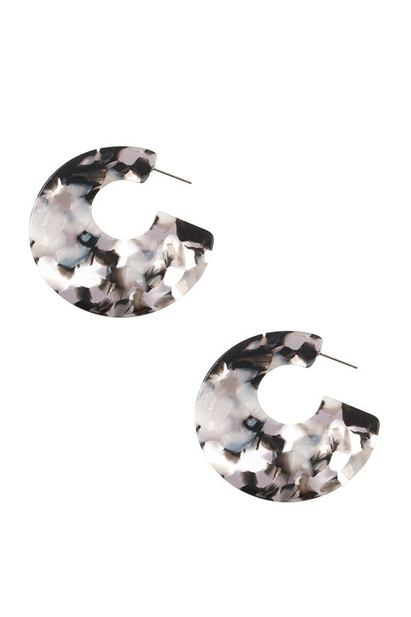 Flat semi circle acetate earring