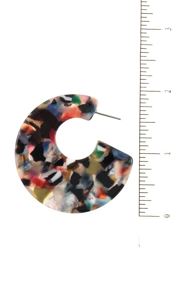 Flat semi circle acetate earring