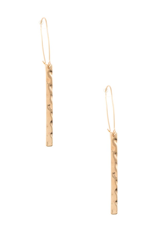 Hammered drop bar dangle earring