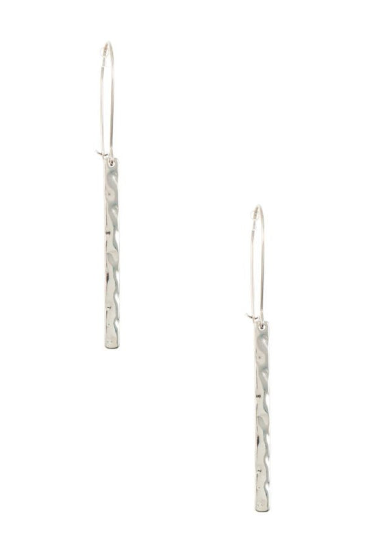 Hammered drop bar dangle earring