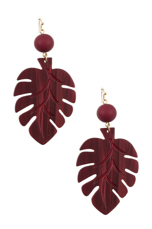 Ball bead leaf dange earring