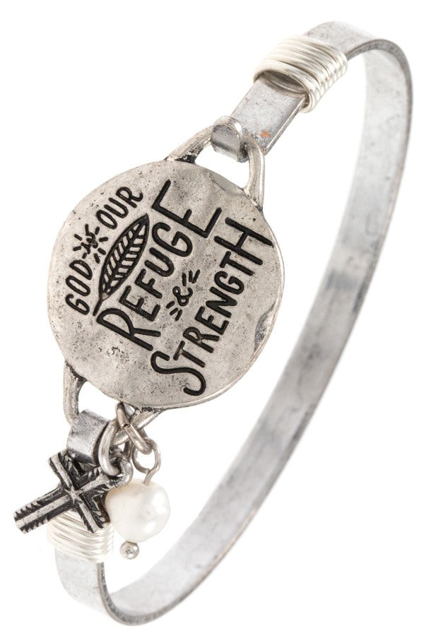 God our refuge & strength etched bracelet