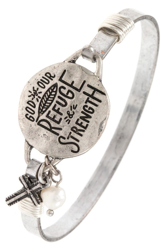 God our refuge & strength etched bracelet