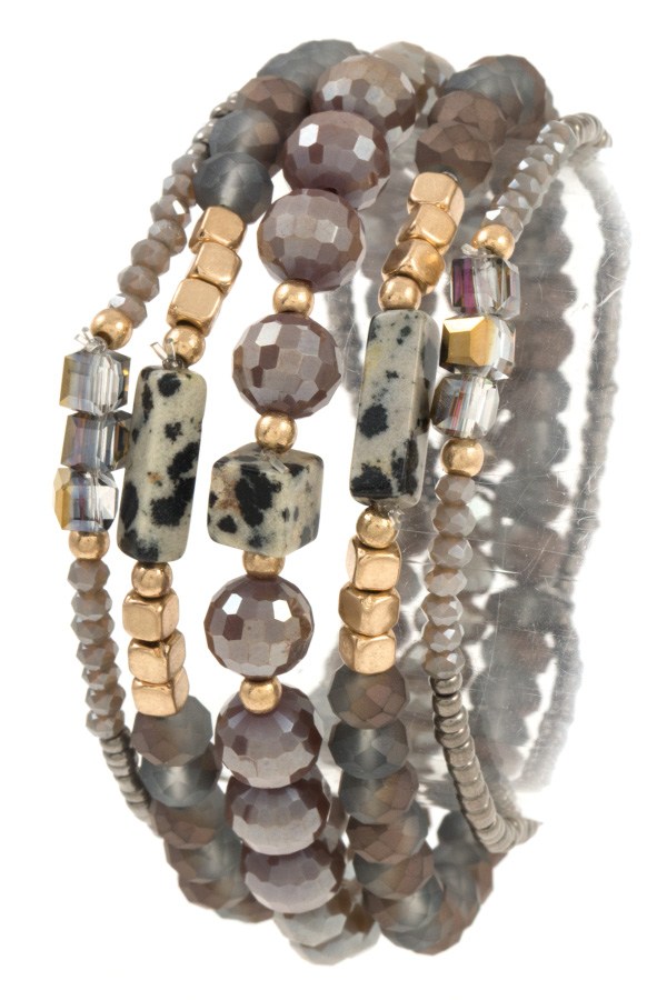 Multi row mix jewel bracelet