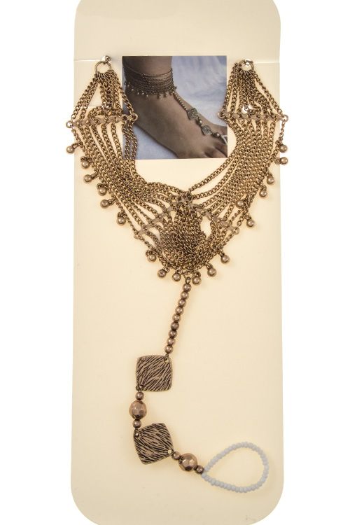 Multi draped bead accent anklet